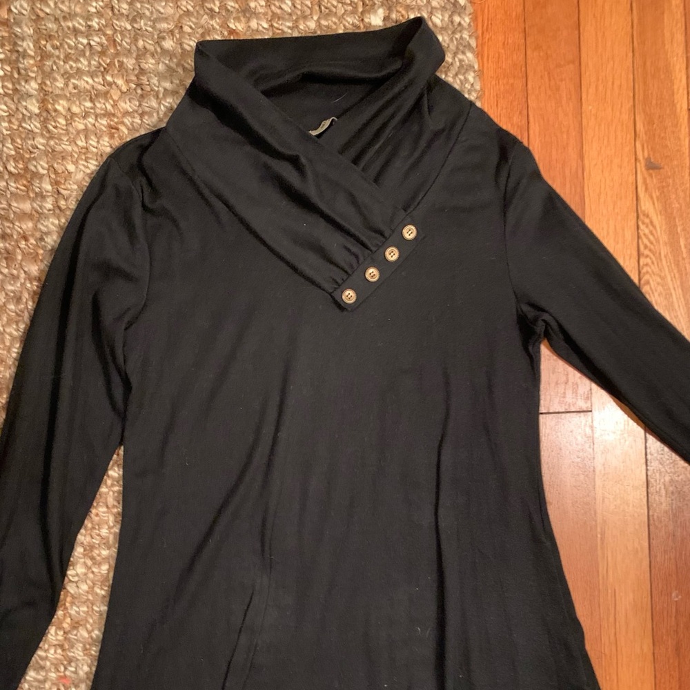 Black tunic with gold button detailing
